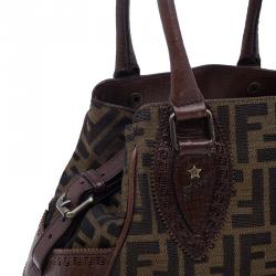 Pre Owned Fendi Brown Canvas Small Zucca Chef De Jour Bag