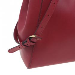 Pre Owned Fendi Red Calfskin Medium Peekaboo Tote