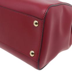 Pre Owned Fendi Red Calfskin Medium Peekaboo Tote