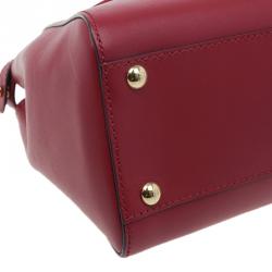 Pre Owned Fendi Red Calfskin Medium Peekaboo Tote