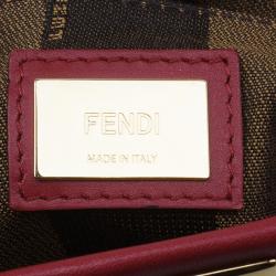 Pre Owned Fendi Red Calfskin Medium Peekaboo Tote