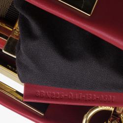 Pre Owned Fendi Red Calfskin Medium Peekaboo Tote