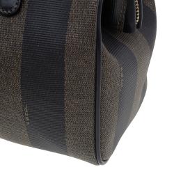 Pre Owned Fendi Black Pequin Tote Boston Bag