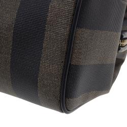 Pre Owned Fendi Black Pequin Tote Boston Bag