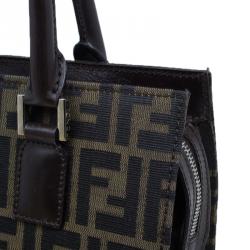 Pre Owned Fendi Brown Zucca Tote Flat Bag