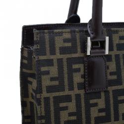 Pre Owned Fendi Brown Zucca Tote Flat Bag