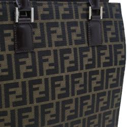 Pre Owned Fendi Brown Zucca Tote Flat Bag