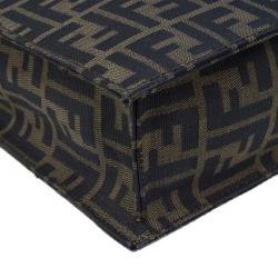 Pre Owned Fendi Brown Zucca Tote Flat Bag