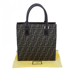 Pre Owned Fendi Brown Zucca Tote Flat Bag