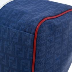 Pre Owned Fendi Blue Zucchino Canvas Forever Bauletto Boston Bag