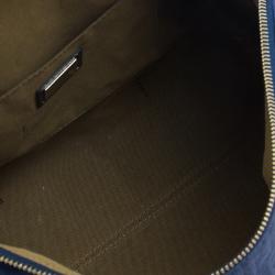 Pre Owned Fendi Blue Zucchino Canvas Forever Bauletto Boston Bag