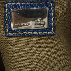 Pre Owned Fendi Blue Zucchino Canvas Forever Bauletto Boston Bag
