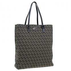 Pre Owned Fendi Brown Canvas and Leather Zucchino Tote Bag