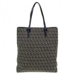 Pre Owned Fendi Brown Canvas and Leather Zucchino Tote Bag