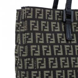 Pre Owned Fendi Brown Canvas and Leather Zucchino Tote Bag