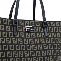 Pre Owned Fendi Brown Canvas and Leather Zucchino Tote Bag