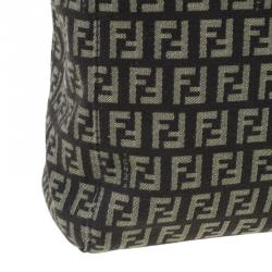 Pre Owned Fendi Brown Canvas and Leather Zucchino Tote Bag
