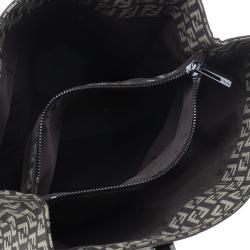 Pre Owned Fendi Brown Canvas and Leather Zucchino Tote Bag