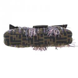 Fendi Zucca Python and Canvas Baguette Beads Shoulder Bag 
