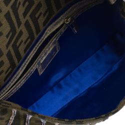 Fendi Zucca Python and Canvas Baguette Beads Shoulder Bag 