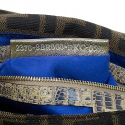 Fendi Zucca Python and Canvas Baguette Beads Shoulder Bag 