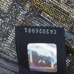 Pre Owned Fendi Metallic Silver Monogram Canvas Mia Evening Bag