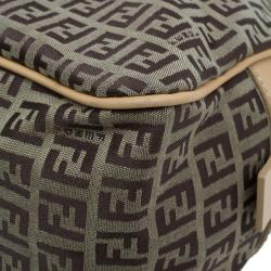 Pre Owned Fendi Brown Zucchino Canvas Boston Bag