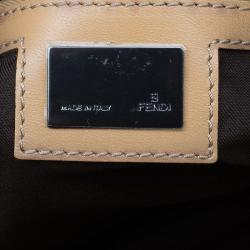 Pre Owned Fendi Brown Zucchino Canvas Boston Bag