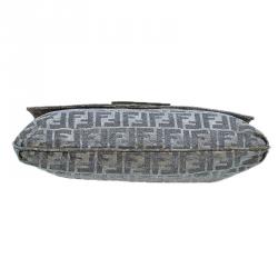 Pre Owned Fendi Metallic Gold/Silver Canvas Glitter Jacquard Mia Zucca Flap Bag