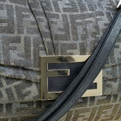 Pre Owned Fendi Metallic Gold/Silver Canvas Glitter Jacquard Mia Zucca Flap Bag