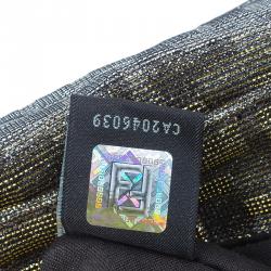 Pre Owned Fendi Metallic Gold/Silver Canvas Glitter Jacquard Mia Zucca Flap Bag