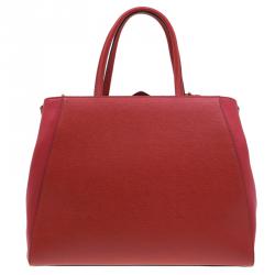 Pre Owned Fendi Red Saffiano Leather 2Jours Tote