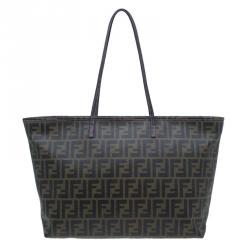 Pre Owned Fendi Brown Zucca Canvas Large Spalmati Roll Shopper Tote