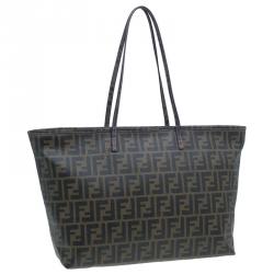 Pre Owned Fendi Brown Zucca Canvas Large Spalmati Roll Shopper Tote