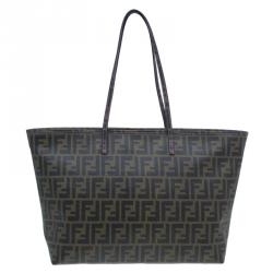 Pre Owned Fendi Brown Zucca Canvas Large Spalmati Roll Shopper Tote