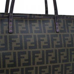 Pre Owned Fendi Brown Zucca Canvas Large Spalmati Roll Shopper Tote