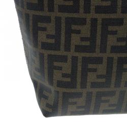 Pre Owned Fendi Brown Zucca Canvas Large Spalmati Roll Shopper Tote