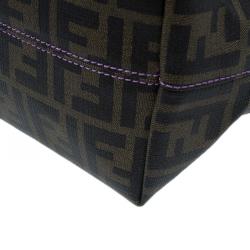 Pre Owned Fendi Brown Zucca Canvas Large Spalmati Roll Shopper Tote