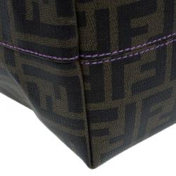 Pre Owned Fendi Brown Zucca Canvas Large Spalmati Roll Shopper Tote