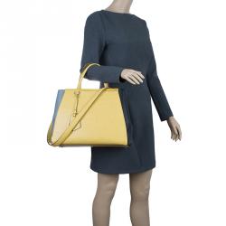 Pre Owned Fendi Yellow Two Tone Saffiano Leather 2Jours Tote