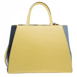 Pre Owned Fendi Yellow Two Tone Saffiano Leather 2Jours Tote