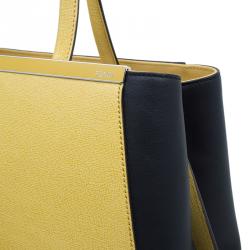 Pre Owned Fendi Yellow Two Tone Saffiano Leather 2Jours Tote