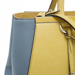 Pre Owned Fendi Yellow Two Tone Saffiano Leather 2Jours Tote