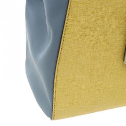 Pre Owned Fendi Yellow Two Tone Saffiano Leather 2Jours Tote