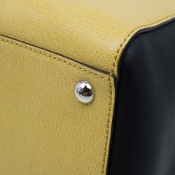 Pre Owned Fendi Yellow Two Tone Saffiano Leather 2Jours Tote