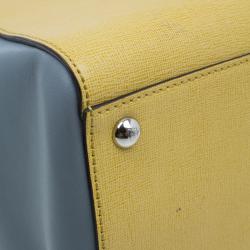 Pre Owned Fendi Yellow Two Tone Saffiano Leather 2Jours Tote