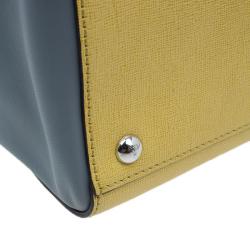 Pre Owned Fendi Yellow Two Tone Saffiano Leather 2Jours Tote
