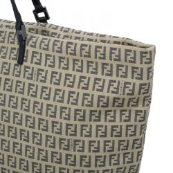 Pre Owned Fendi Beige and black Zucchino Roll Tote Shopper bag