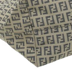 Pre Owned Fendi Beige and black Zucchino Roll Tote Shopper bag