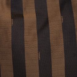 Pre Owned  Fendi Tobacco Canvas and Leather Medium Pequin Striped Hobo